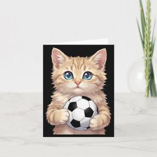 Cute Cat Holding Soccer Ball Adorable Kawaii Card
