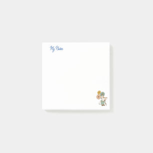 Cute cat holdings flowers personalised post-it notes