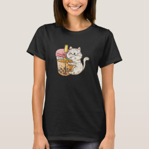 Cute Cat Hugging Milk Tea Boba Bubble Tea Drink Ne T-Shirt