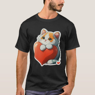 Cute Cat Hugging Red Heart for Kitten  and Cats ow T-Shirt