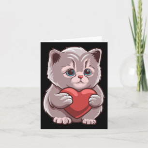 Cute Cat Hugging Valentine Heart Kitty Love Cat Card