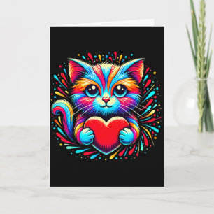Cute Cat Hugging Valentine Heart Kitty Love Cat Ki Card