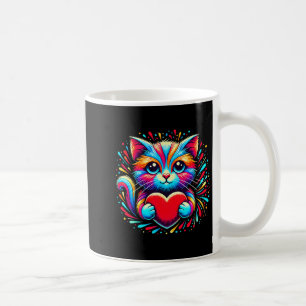 Cute Cat Hugging Valentine Heart Kitty Love Cat Ki Coffee Mug
