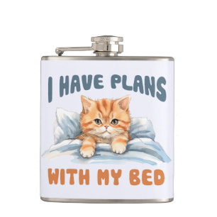 Cute Cat - I Have Plans (2) Hip Flask
