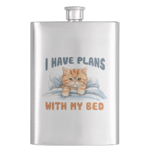 Cute Cat - I Have Plans (2) Hip Flask