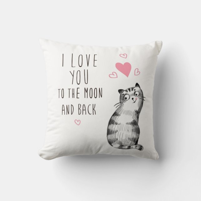Cute Cat - I Love You to the Moon and Back Cushion (Front)