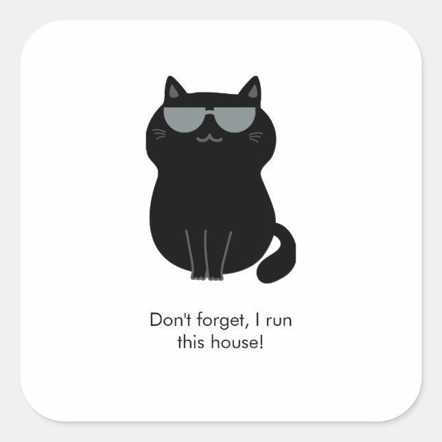 Cute Cat - I run this house now!  Square Sticker (Front)
