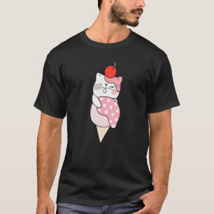 Cute Cat Ice Cream Cat Dessert Summer  Kitten T-Shirt
