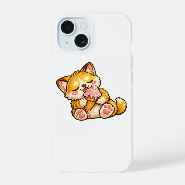 Cute Cat Ice Cream iPhone 15 Case (Back)