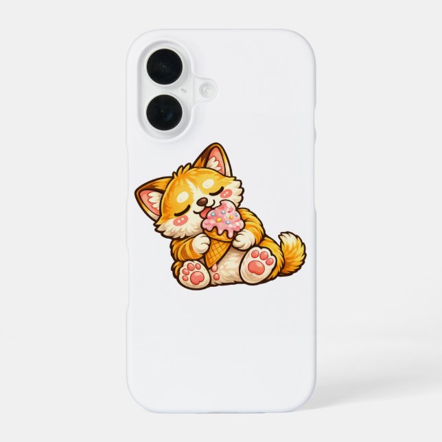 Cute Cat Ice Cream iPhone 16 Case (Back)