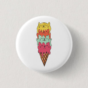 Cute Cat Ice Cream Kawaii Kittens 3 Cm Round Badge