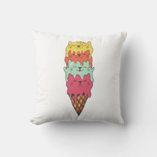 Cute Cat Ice Cream   Kawaii Kittens Cushion