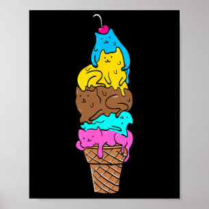 Cute Cat Ice Cream - Kitty Cat Dessert Shirt 1  Poster