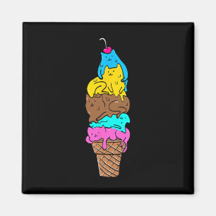 Cute Cat Ice Cream - Kitty Cat Dessert Shirt Magnet