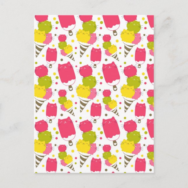 Cute Cat Ice Cream Postcard (Front)
