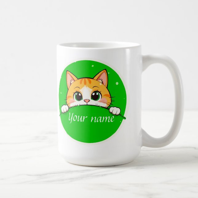 Cute Cat Illustration Coffee Mug (Right)