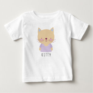 Cute Cat Illustration - Customisable Baby T-Shirt