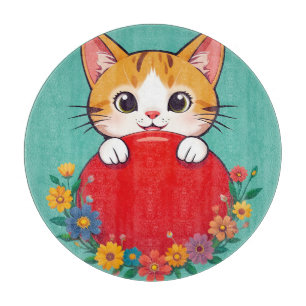 Cute Cat Illustration Cutting Board