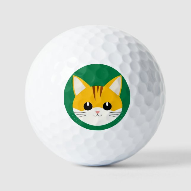Cute Cat Illustration Golf Balls (Front)