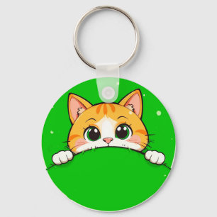 Cute Cat Illustration Key Ring