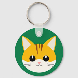 Cute Cat Illustration Key Ring
