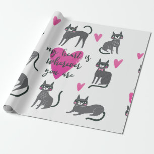 Cute cat illustration. Love lettering Wrapping Paper