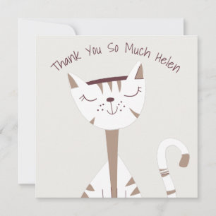Cute Cat Illustration Name Thank You card