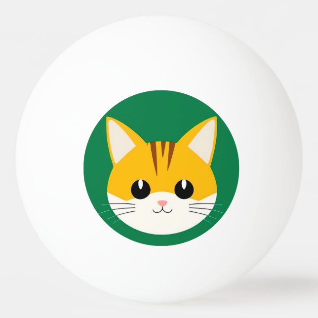 Cute Cat Illustration Ping Pong Ball (Front)