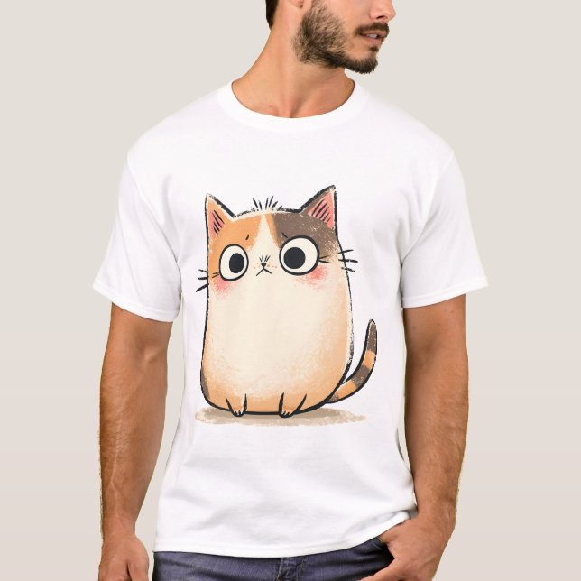 Cute Cat Illustration T-Shirt (Front)