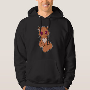 Cute Cat Illustration With Heart Baby Eyes Hoodie
