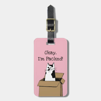 Cute Cat in A Box Luggage Tag