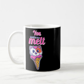 Cute Cat In A Cone You Make Me Melt Ice Cream Love Coffee Mug