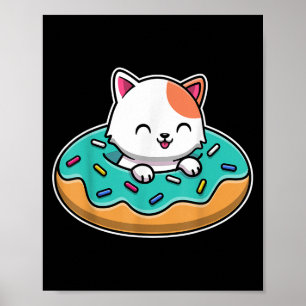 Cute Cat In A Doughnut Funny Cat Lover Doughnut Gi Poster