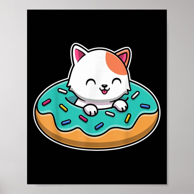 Cute Cat In A Doughnut Funny Cat Lover Doughnut Gi Poster (Front)