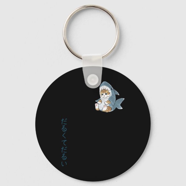Cute Cat In A Shark Costume  Key Ring (Front)
