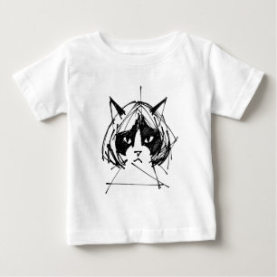 Cute Cat in a Wig (Style 3) Fine Art Baby T-Shirt