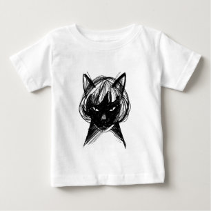 Cute Cat in a Wig (Style 6) Fine Art Baby T-Shirt
