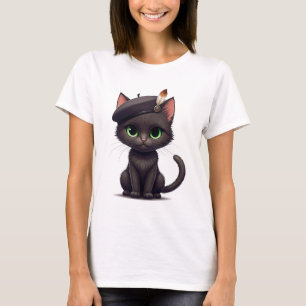 Cute Cat in Beret T-shirt