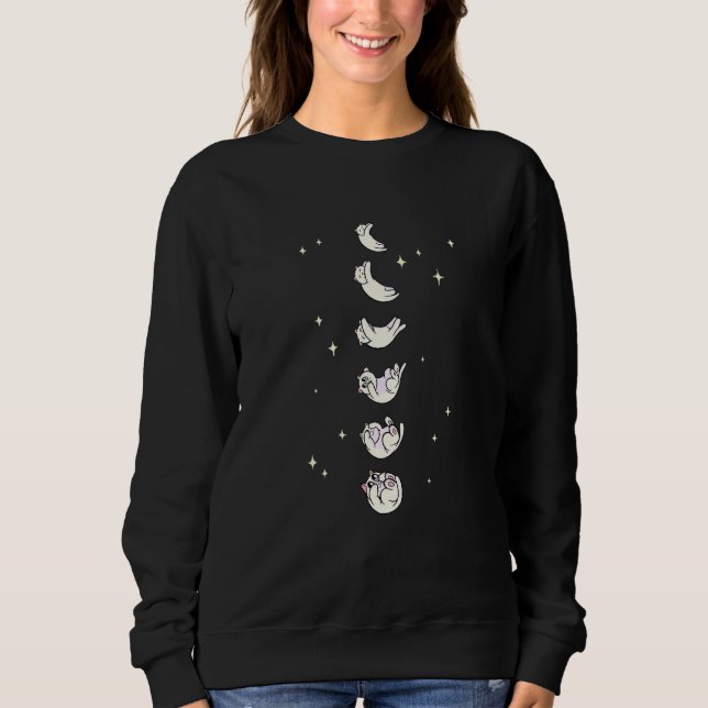 Cute Cat In Celestial Lunar Moon Phase  Cat Sweatshirt (Front)
