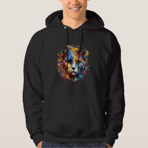 Cute Cat in Colourful and Artistic Style Hoodie