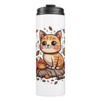Cute Cat In Fall Thermal Tumbler