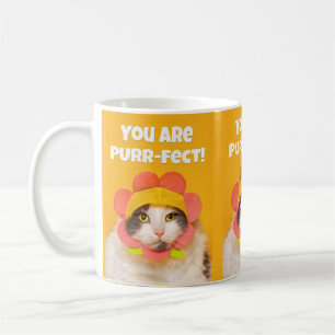Cute Cat in Flower Hat Humour  Coffee Mug