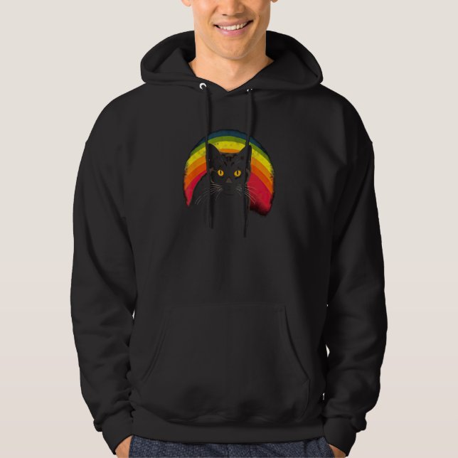 cute Cat in Front of Rainbow cats  catowner 12 Hoodie (Front)