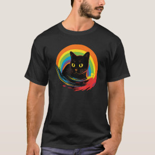 cute Cat in Front of Rainbow cats catowner 22 T-Shirt