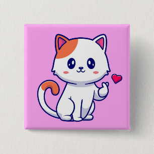 Cute Cat in Love Sign Hand-57577 15 Cm Square Badge