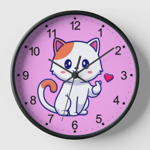 Cute Cat in Love Sign Hand-57577 Clock