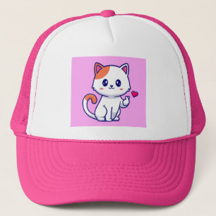 Cute Cat in Love Sign Hand-57577 Trucker Hat
