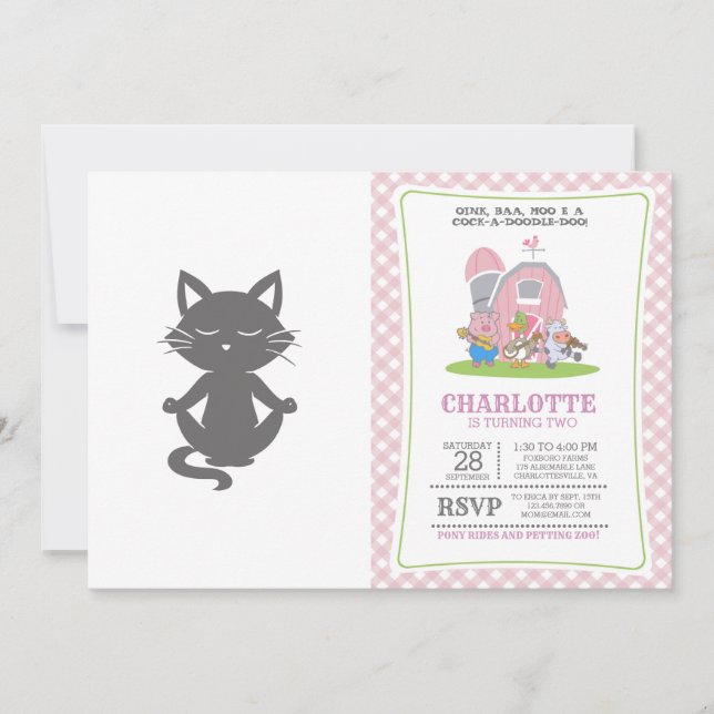 Cute cat in meditation - Choose background colour Invitation (Front)
