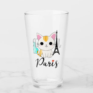 Cute cat in Paris Glass