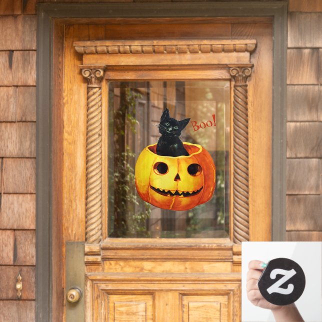 Cute Cat in Pumpkin Halloween (Home Door)